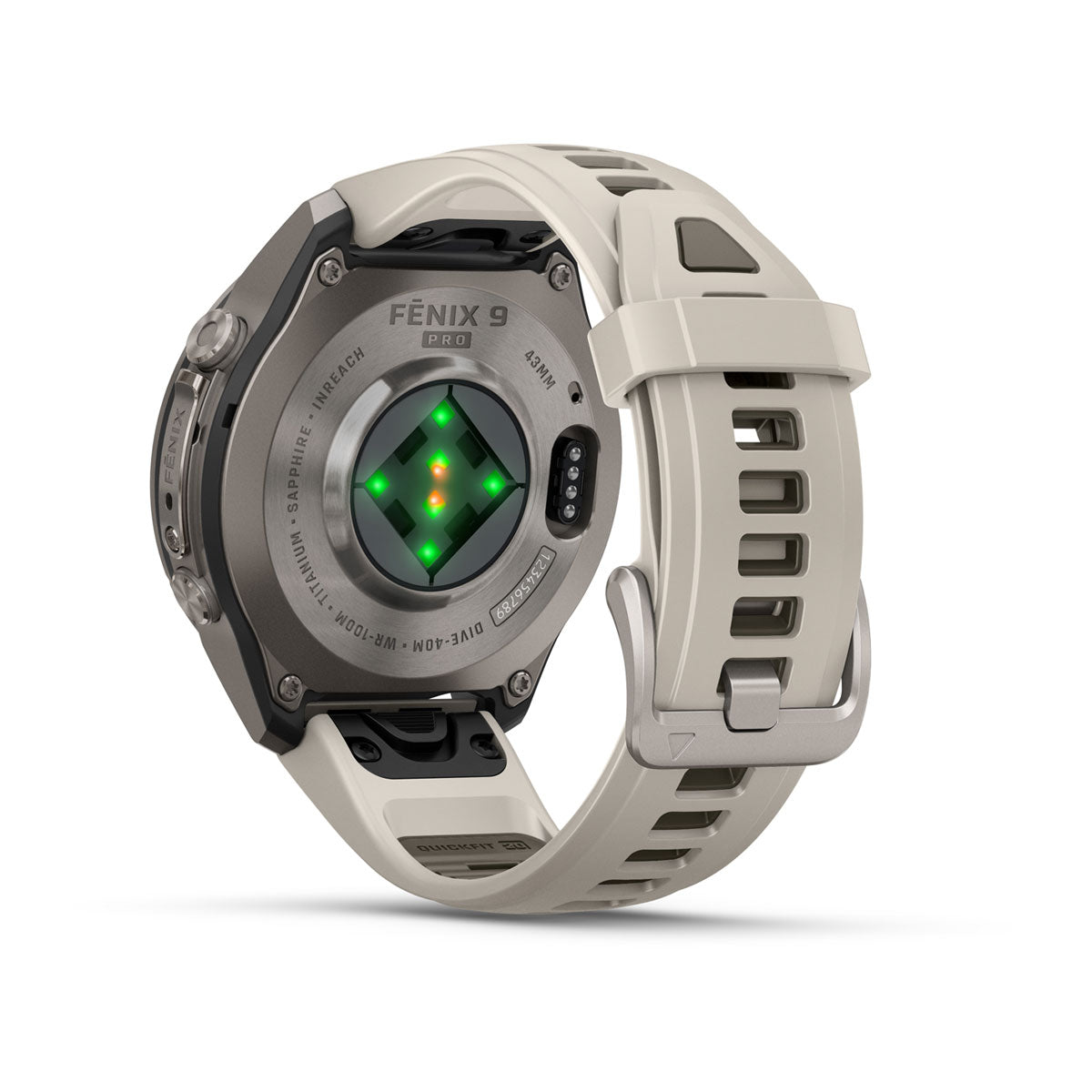 Garmin fenix 9 Pro inReach 43mm AMOLED Sapphire GPS Smartwatch - rear view