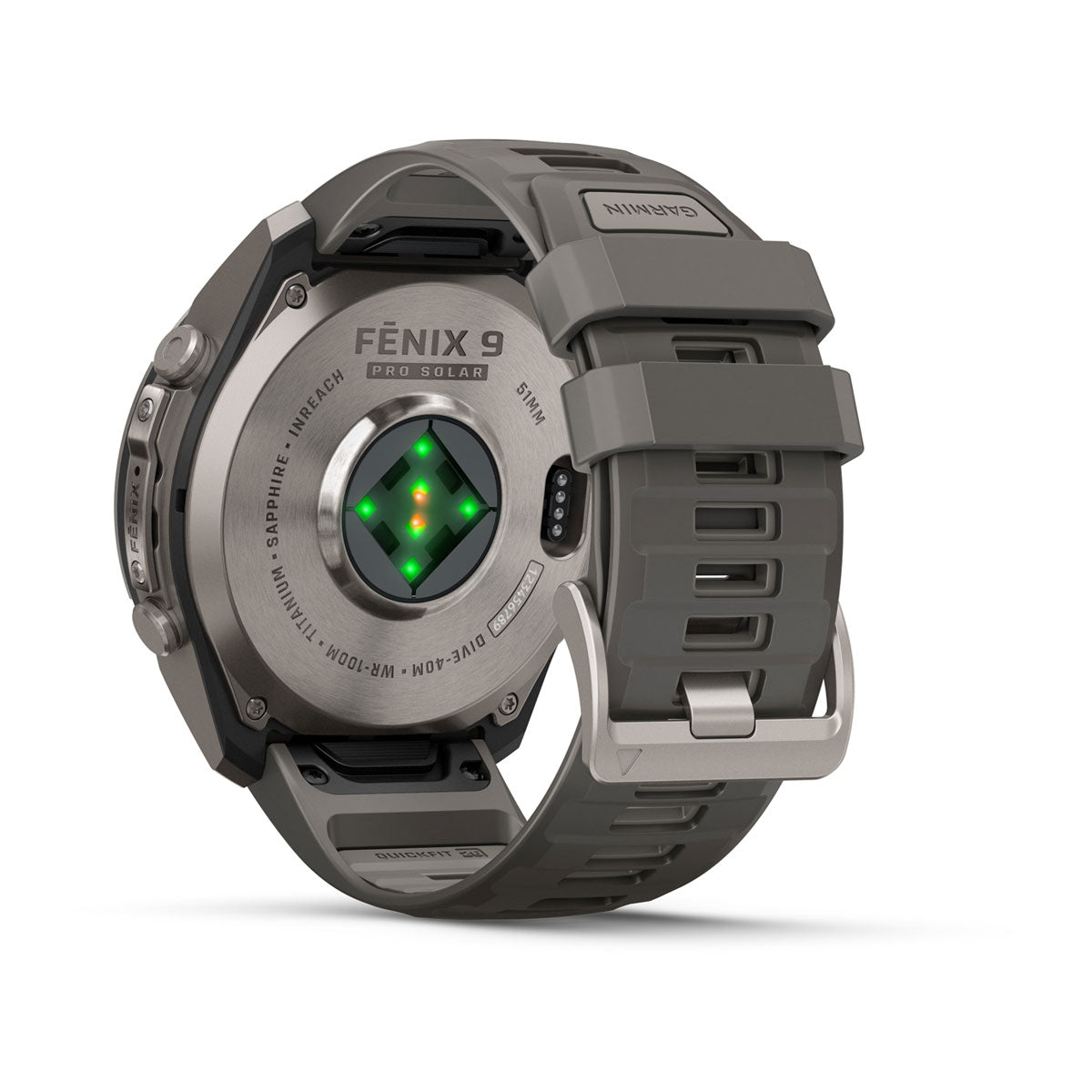 Garmin fenix 9 Pro inReach Solar 51mm Sapphire GPS Smartwatch - rear view