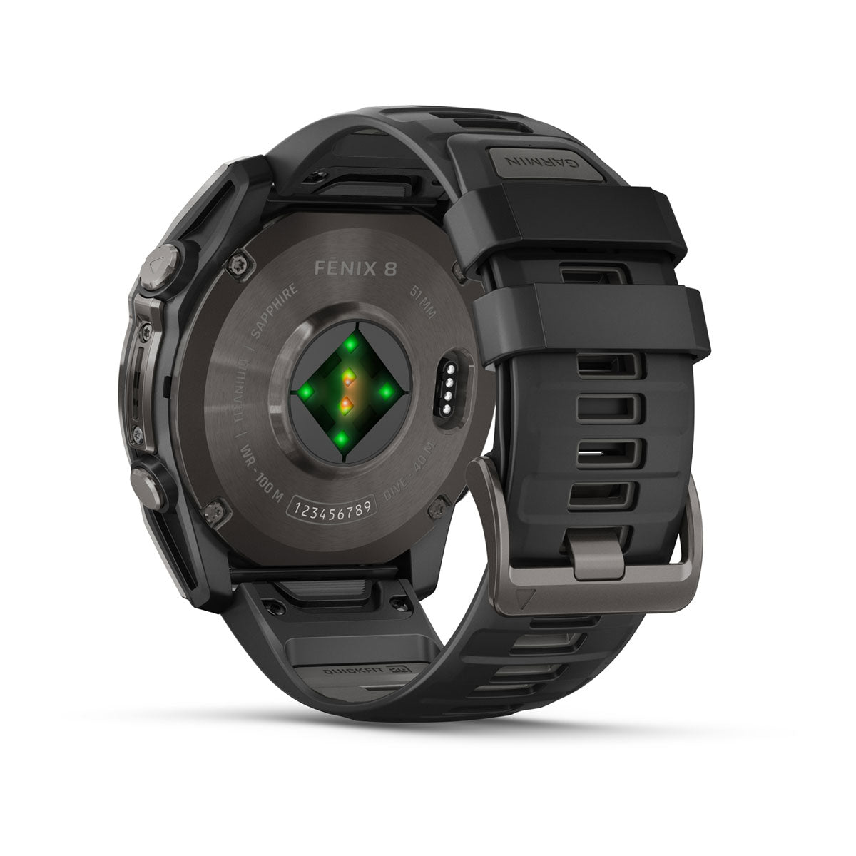 Garmin fenix 8 51mm AMOLED Sapphire GPS Smartwatch - rear view