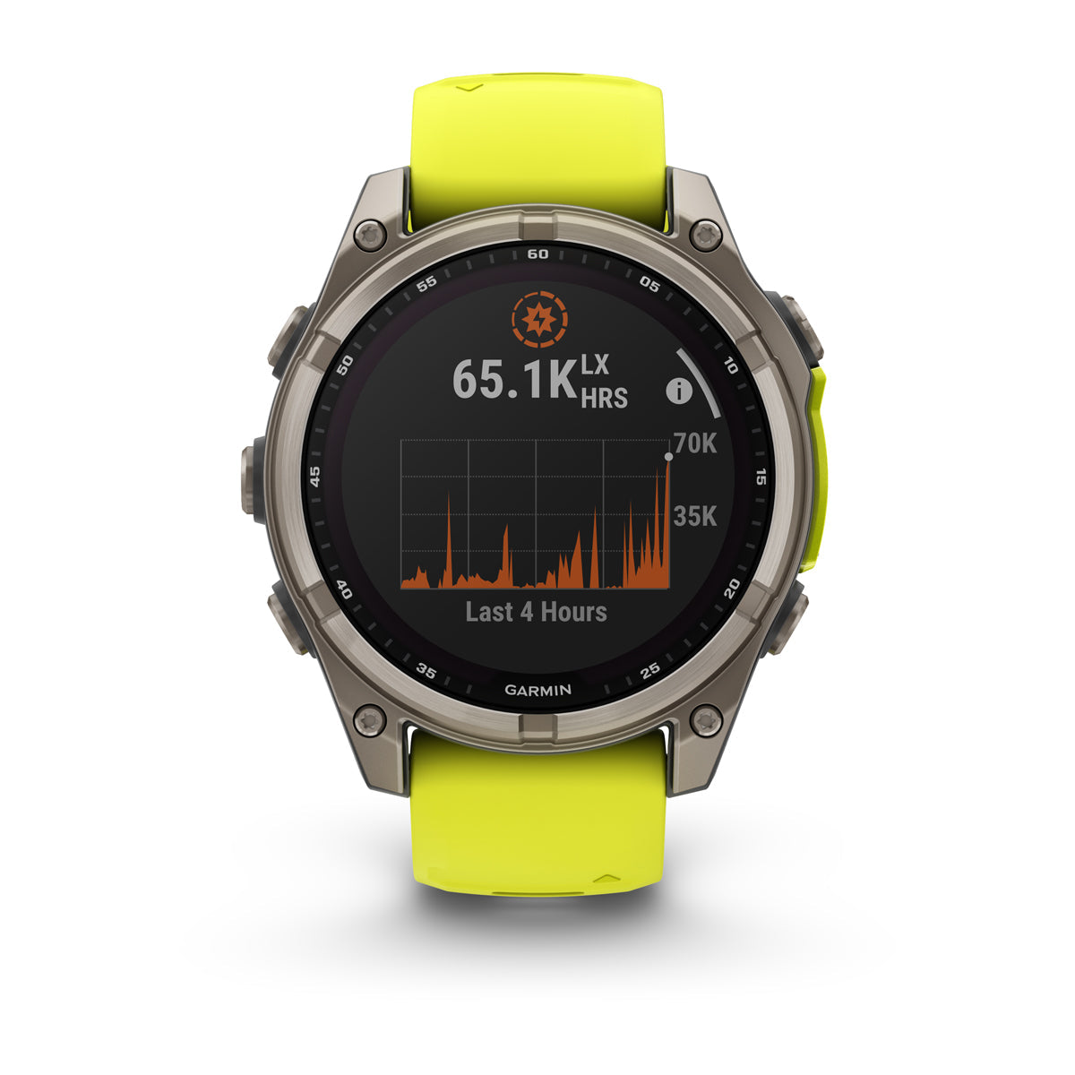 Garmin fenix 8 47mm Solar Sapphire GPS Smartwatch - front view, screen on
