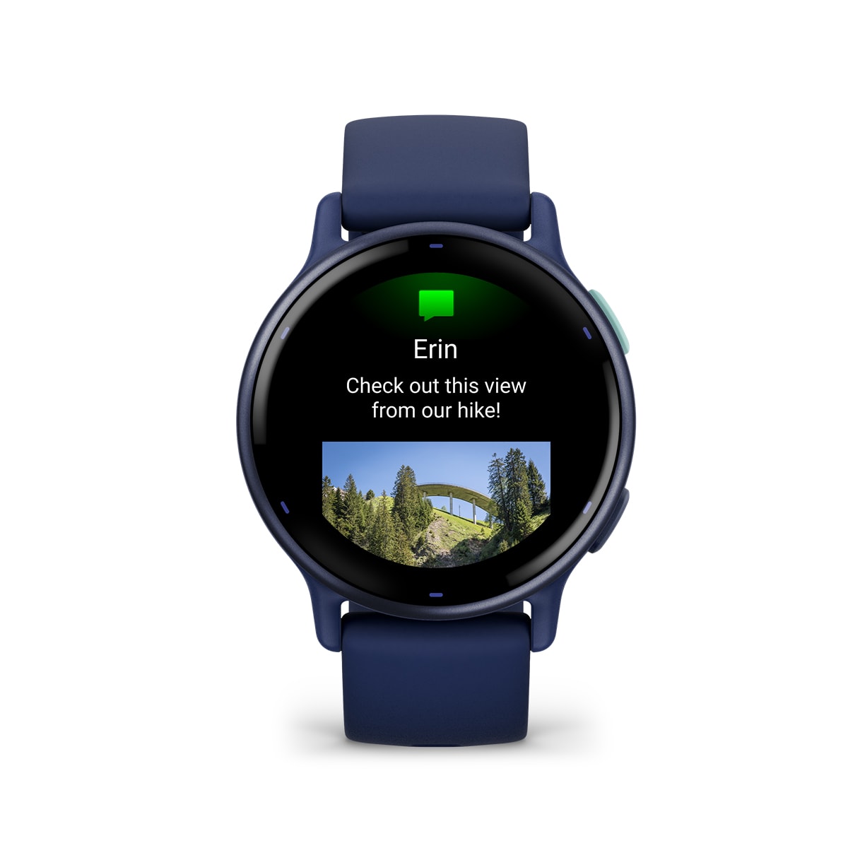 Garmin vivoactive 5 GPS Fitness Smartwatch - front view, screen on
