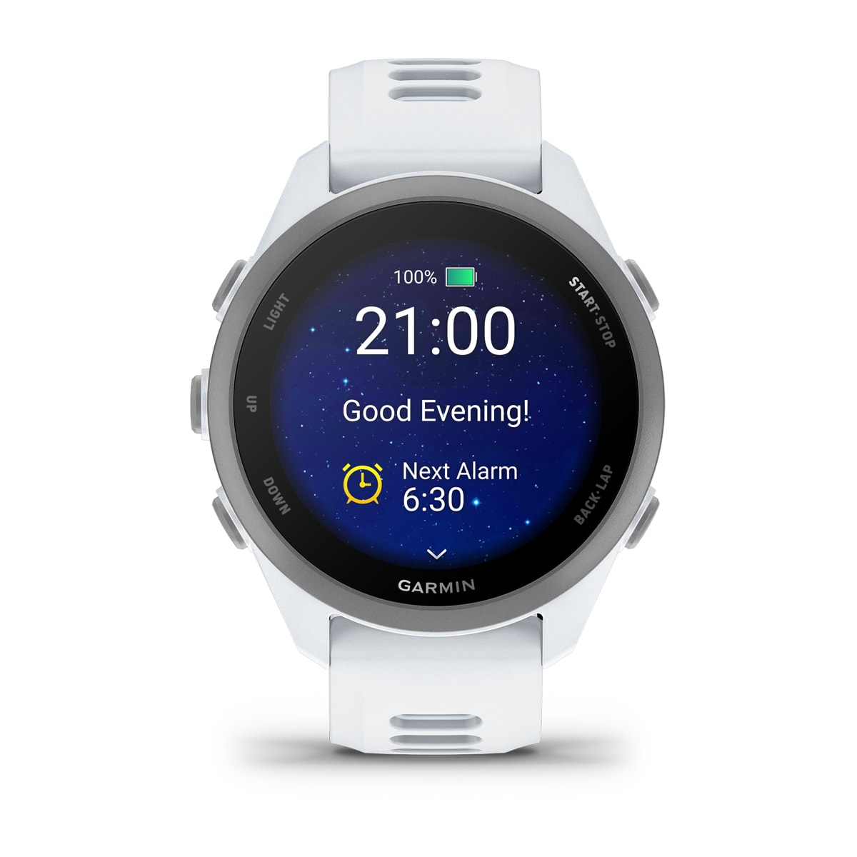 Garmin Forerunner 170 GPS Running Smartwatch - front view, screen on