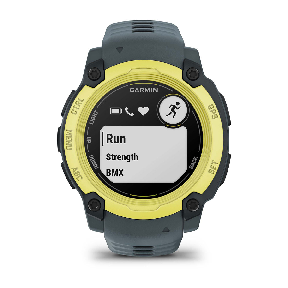 Garmin Instinct E 40mm Rugged GPS Smartwatch - front view, screen on