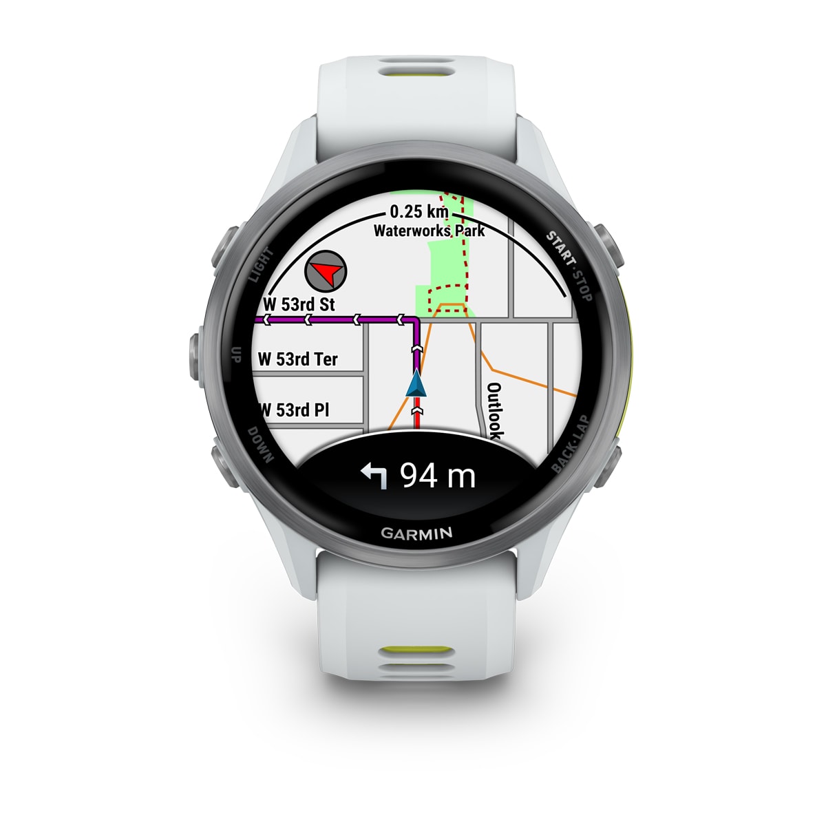 Garmin Forerunner 970 GPS Running Smartwatch - front view, screen on