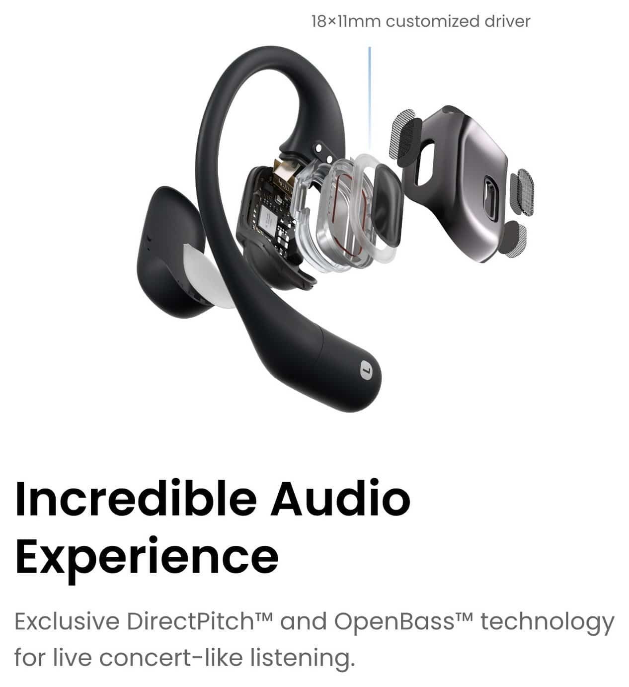 SHOKZ OpenFit True Wireless Earbuds in Black | 38-T910BK