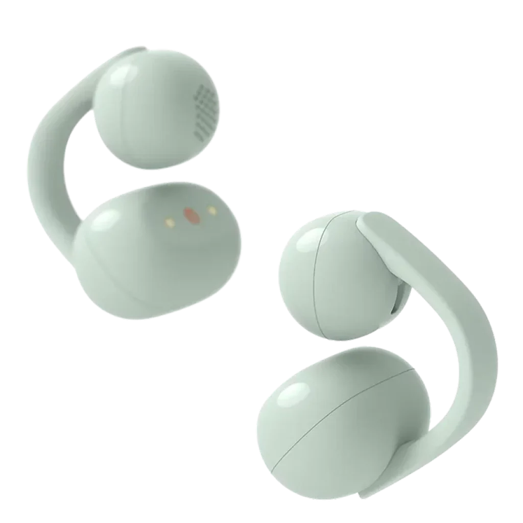Sony LinkBuds Clip Open-Ear True Wireless Earphones - Green - wearing lifestyle view