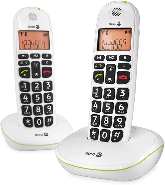 Doro 5551 PhoneEasy 100W DECT Cordless Phone with Amplified Sound and Big Buttons (Twin Set/White) ds