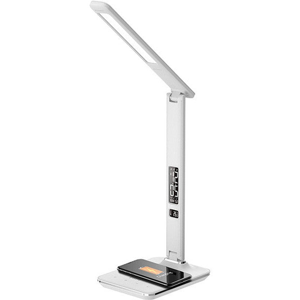 Groov-e GVWC04WE ARES LED Desk Lamp with Wireless Charging Pad & Clock - White